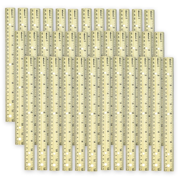 Westcott Hole Punched Wood Ruler, 12'', English and Metric with Metal Edge, 36PK 10702-007 - main